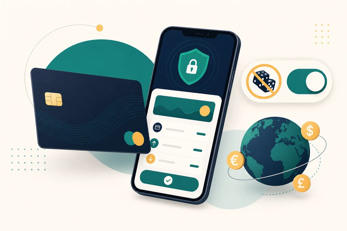 Ilustracja wpłaty kartą Revolut do kasyna online: aplikacja fintech i ekran płatności